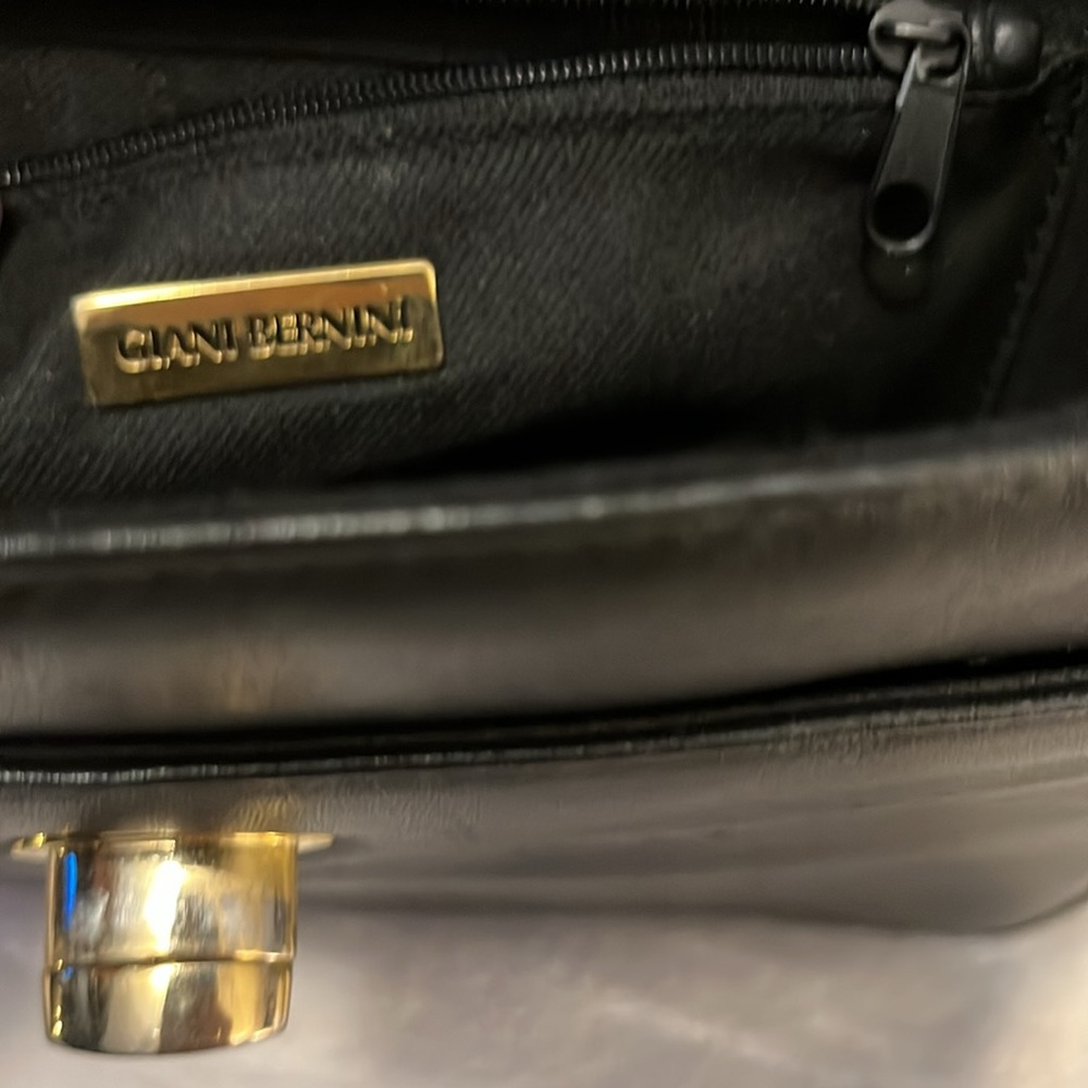 GIANII BERNINII Women’s Vintage Black Leather Clutch Bag Purse - Picture 7 of 11